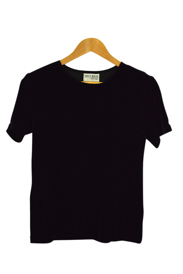 Black Velour T-Shirt Top