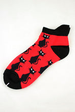 Load image into Gallery viewer, NEW Spooky Cats Black and Red Anklet Socks
