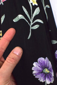 80s/90s Black Floral Skirt