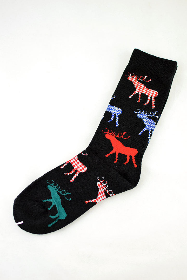NEW Deer Patterned Black Socks