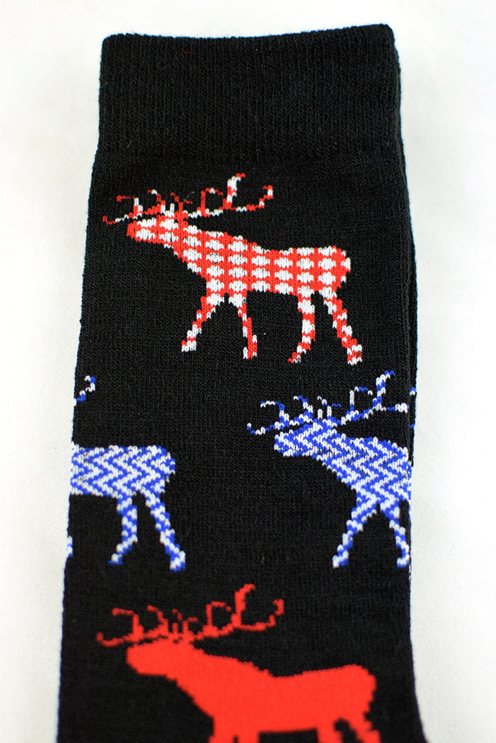 NEW Deer Patterned Black Socks