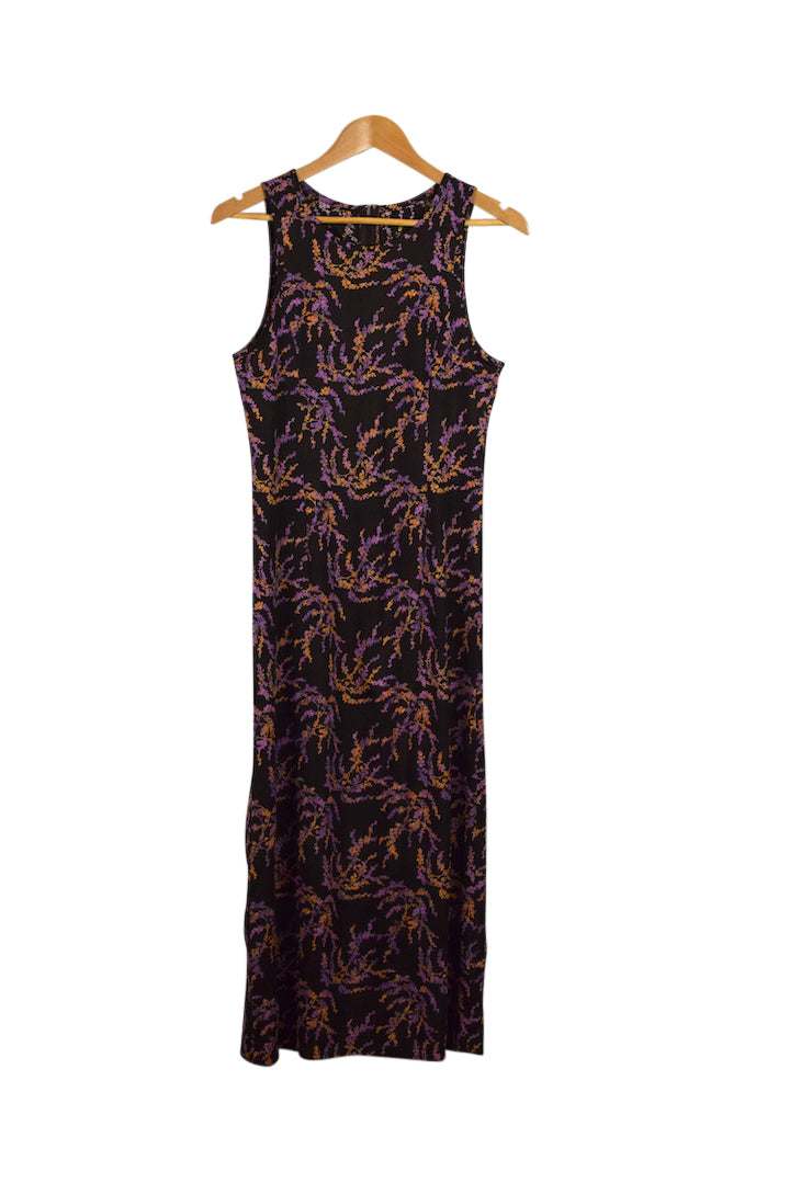 Purple and Orange Floral Print Dress