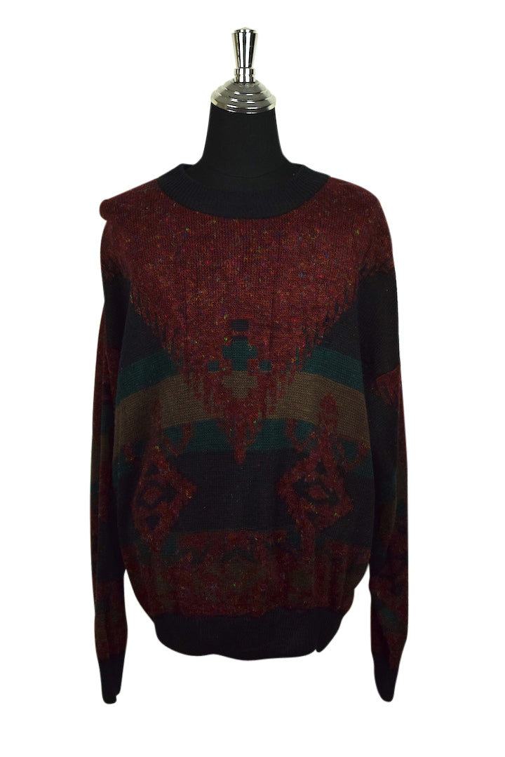 Navy Blue and Green Knitted Jumper