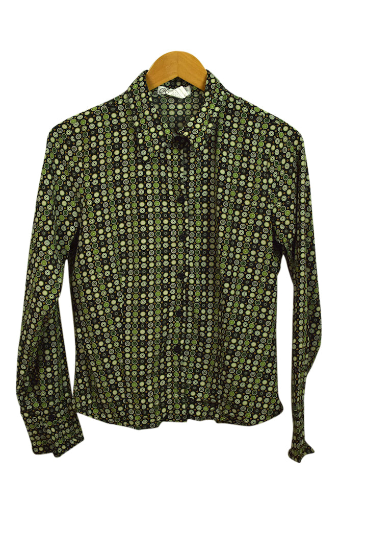 Green Circle Print Blouse