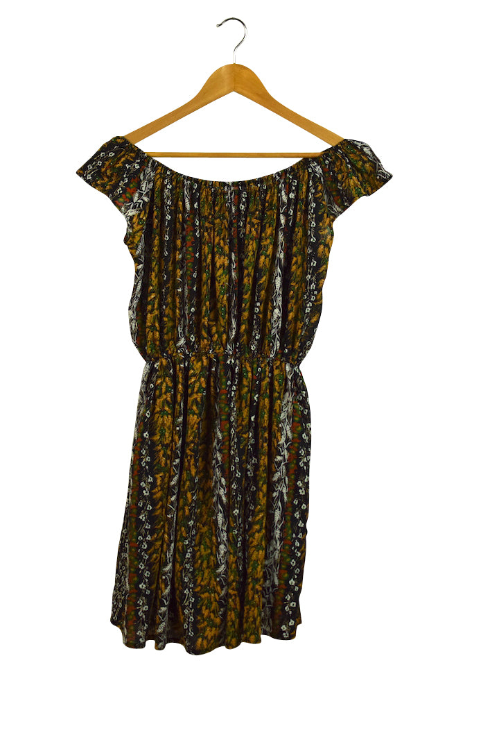 Reworked Leaf Print Dress