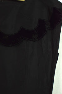 Vintage 1950s Black Satin Velour Gown