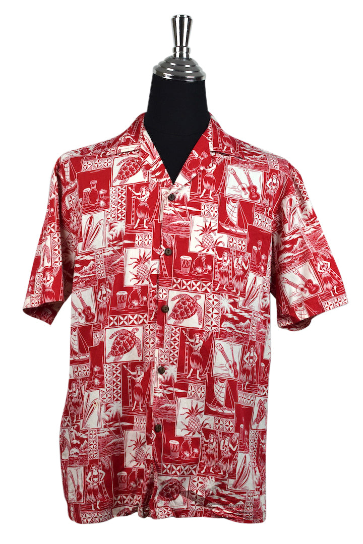 80s/90s Red White Hawaiian Shirt