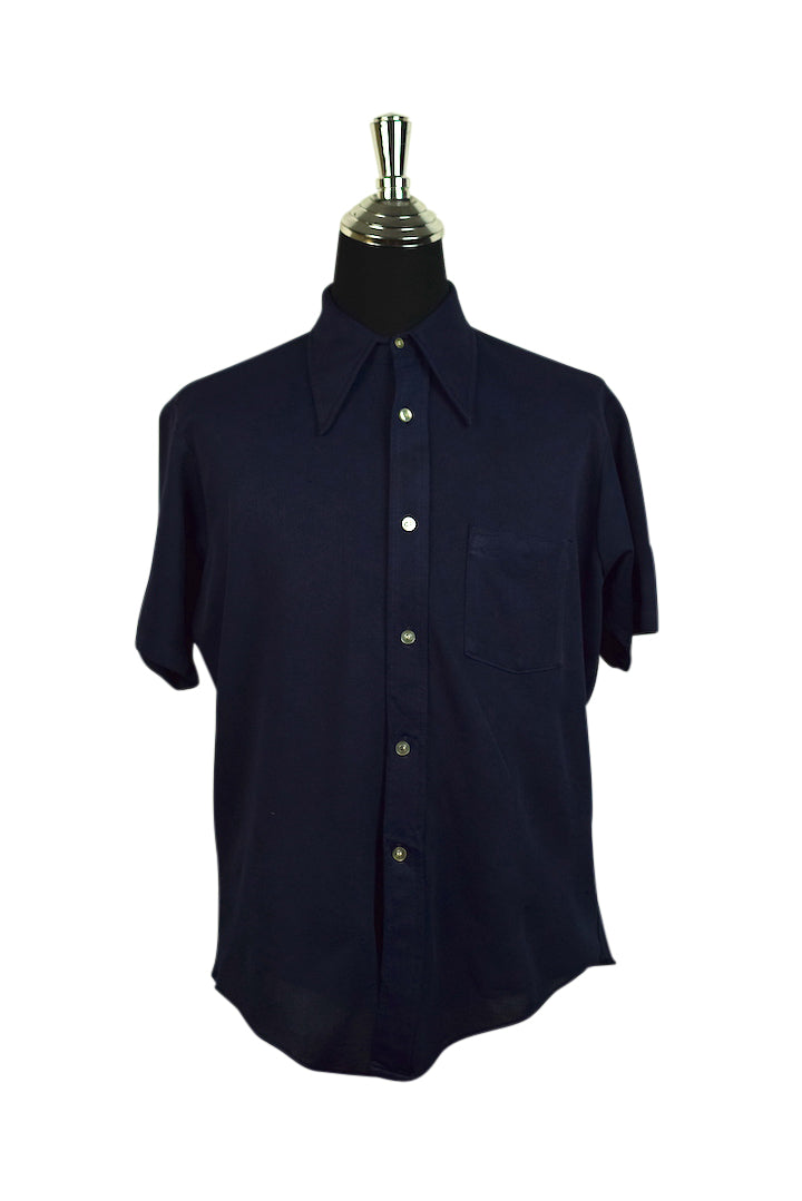 70s Blue Polyester Shirt