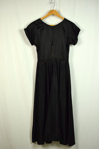 Vintage 1950s Black Satin Evening Dress
