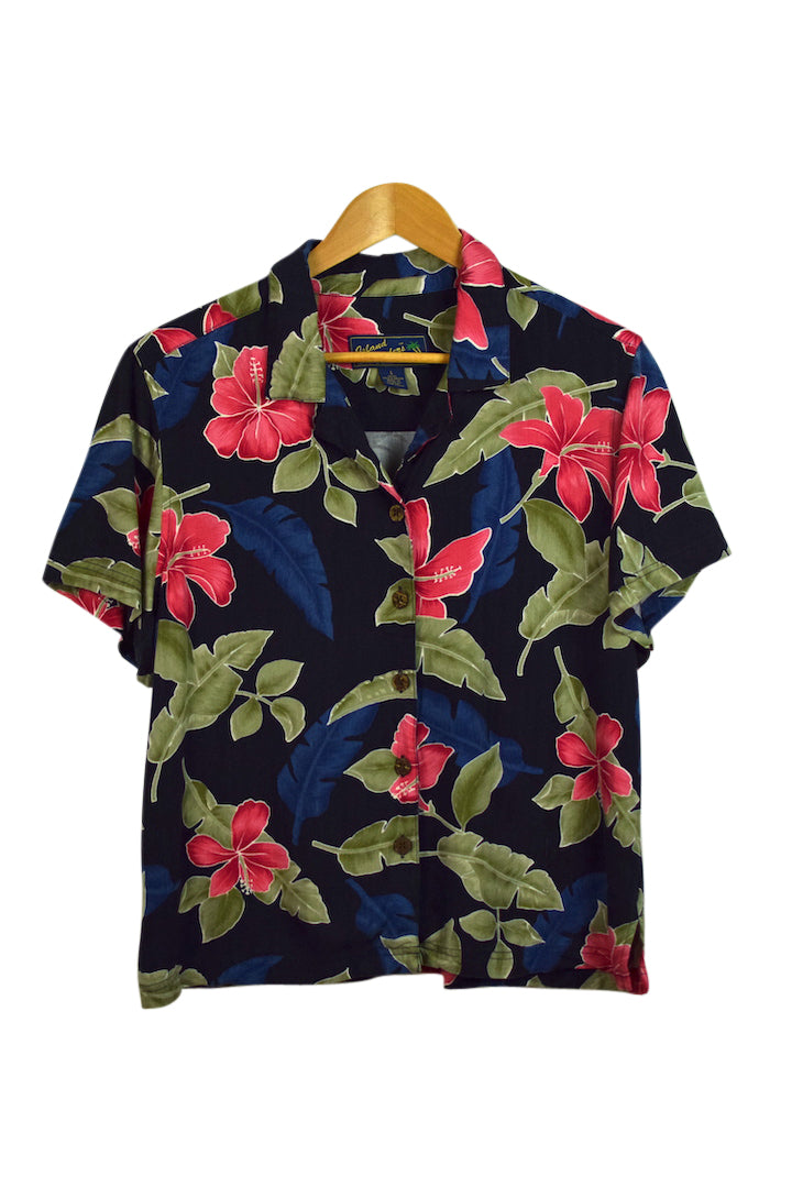 Ladies Floral Print Hawaiian Shirt