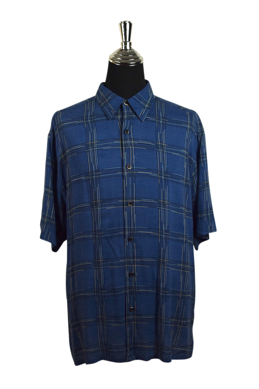 Blue Checkered-Style Shirt