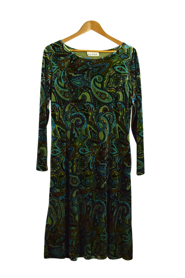 Paisley Print Velour Dress