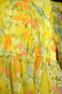 1960s Floral Baby-Doll Maxi-Dress