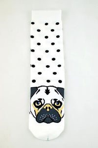 NEW White and Black Polkadot Pug socks