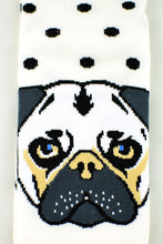 Load image into Gallery viewer, NEW White and Black Polkadot Pug socks
