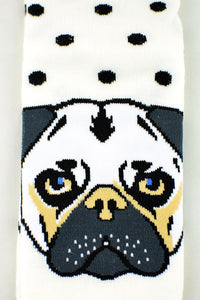 NEW White and Black Polkadot Pug socks