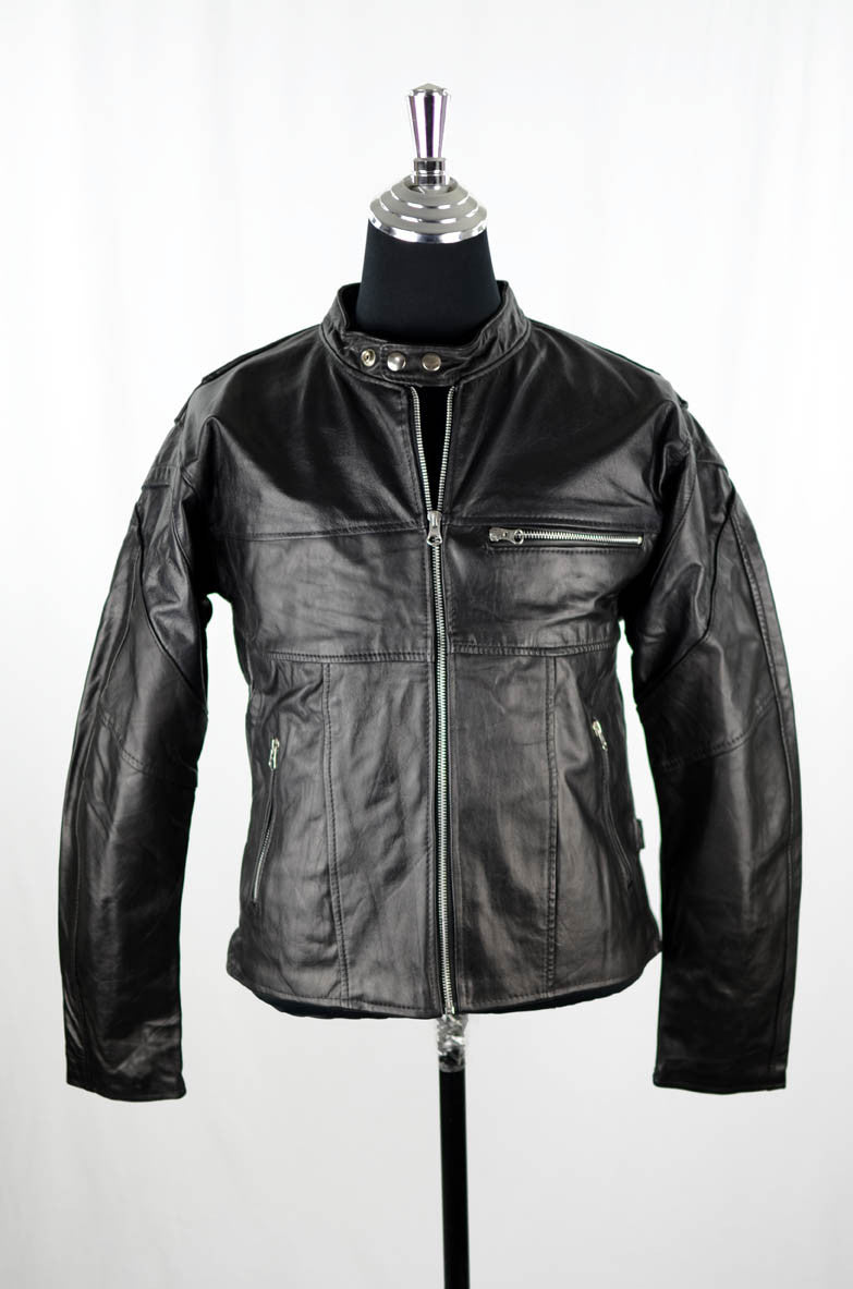 Reworked Black Leather Bikers Jacket