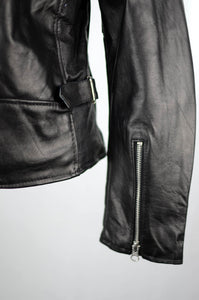 Reworked Black Leather Bikers Jacket