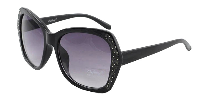 Retro Black Diamante Framed Sunglasses