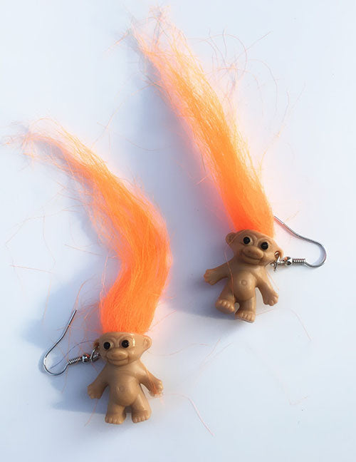 Orange Troll Earrings