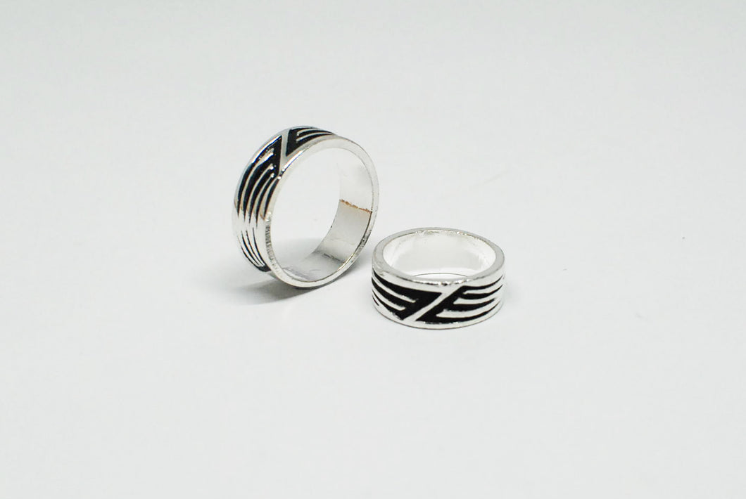 Stainless Steel Ring Abstract Line Design