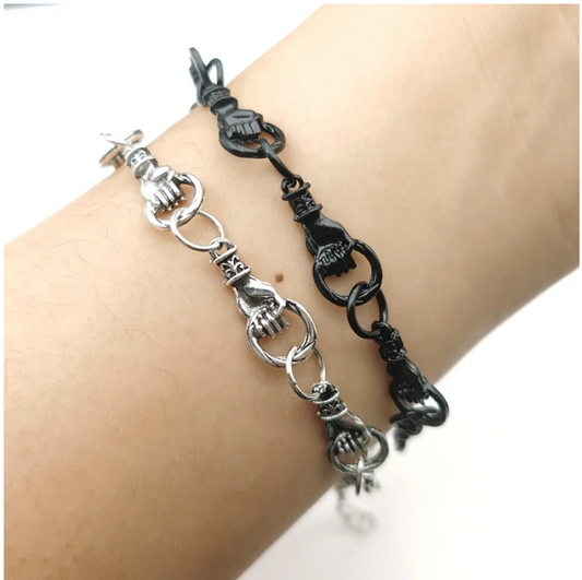 Black Hand Gripping Ring Bracelet